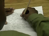 student writing