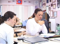 students at work