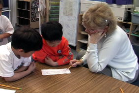 teacher with students